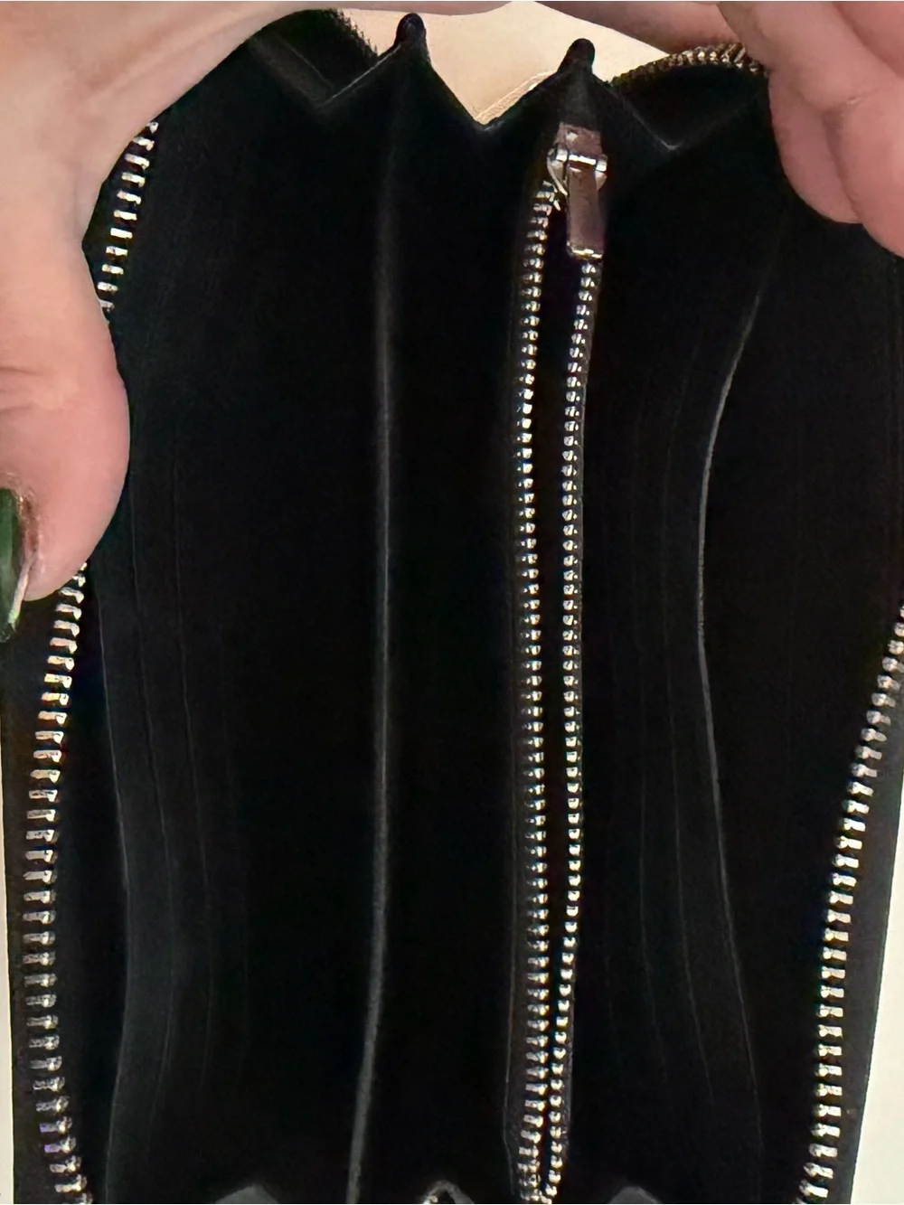 Coach Black Leather Zip Wallet with Silver Logo